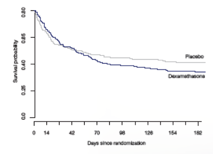 Kaplan-Meier survival estimates during the 6 months follow-up